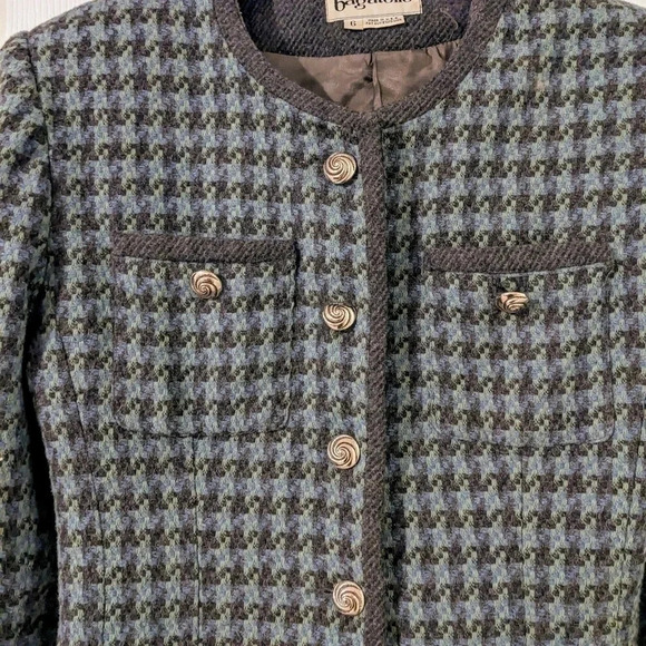 Bagatelle Houndstooth Tweed Blazer Jacket Womens Size 6 Button Front Career - Picture 2 of 6
